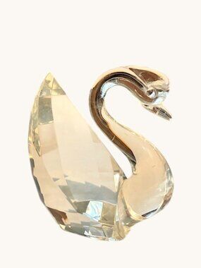 Vintage Crystal Glass Swan Figurine Paperweight